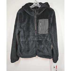 Spyder Women's Black Sherpa Fleece Full Zip Hooded Jacket Size Medium NWT
